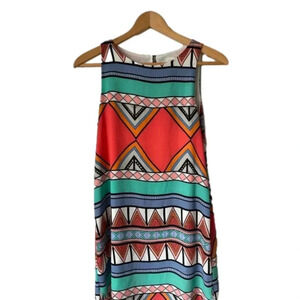Everly Sleeveless Colorful Geometric Patterned Dress